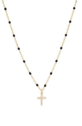 Argento Vivo Black Enamel Pav&eacute; Cross Pendant Necklace in Gold at Nordstrom