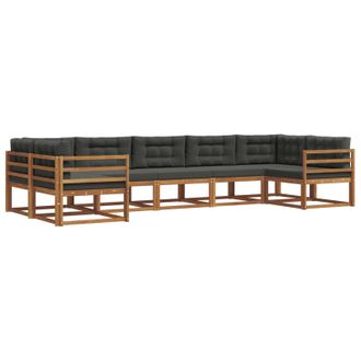 vidaXL Conjunto De Sof&aacute;s De Exterior 7 Pcs Natural Y Antracita Vidaxl