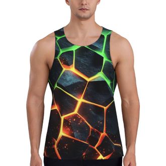 Generic Green Print Mens Tank Tops Breathable Quick Dry Sleeveless Shirt for Beach Workout S-4XL