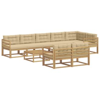 vidaXL Conjunto De Sof&aacute;s De Exterior 9 Uds. Y Beige Poli&eacute;ster Vidaxl