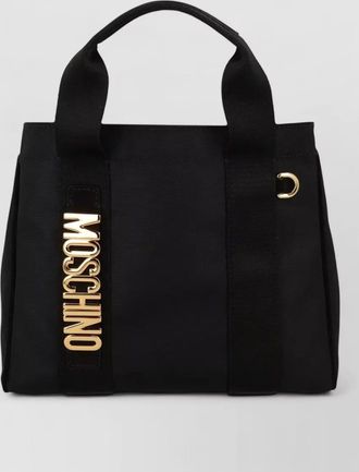 Moschino tote bag gold tone hardware handles strap