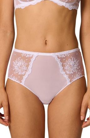 Simone P&eacute;r&egrave;le Intrigue Floral Embroidered Briefs in White at Nordstrom, Size X-Large
