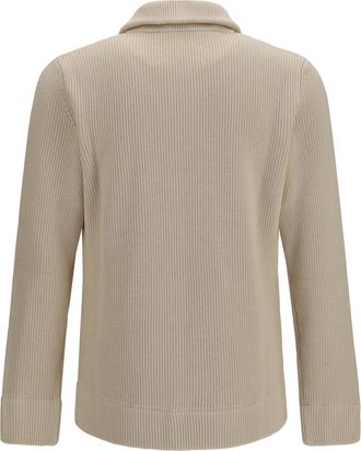 Maison Margiela Mens Cotton Zip-Up Sweater Ecru Wool Ovis Aries