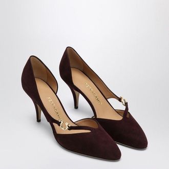 Ferragamo Pumps met Gancini-detail Donker Barolo