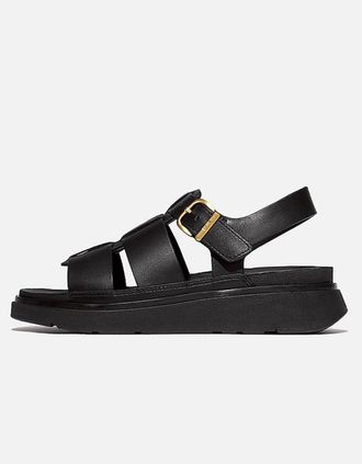 FitFlop Womens FitFlop Womens Gen-FF Leather Fisherman Sandals - All Black 090 - Size: 7