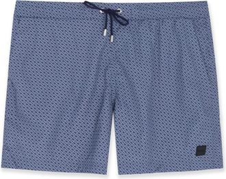 HUGO BOSS Mens Ciro All-Over Logo Swim Trunks, Navy