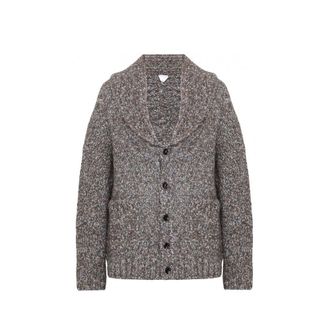 Bottega Veneta Gray Alpaca Leather Mens Cardigan