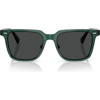 Oliver Peoples 52mm Rectangular Polarized Sunglasses in Translucent Dark Teal at Nordstrom