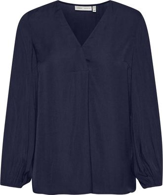 Inwear Marineblauwe Blouse met V-hals - Dames - Blouses - Blauw - 2XL - Polyester - Overhemden