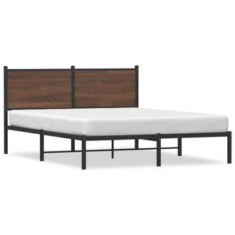 Berkfield Home Metal Bed Frame without Mattress Brown Oak 140x200 cm
