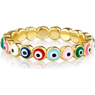 House of Frosted 14K Gold Plated Evil Eye Band Ring at Nordstrom Rack, Size 7