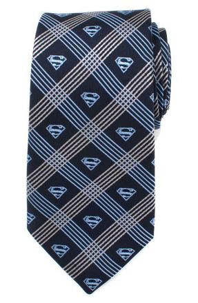 Cufflinks Inc. Superman Shield Silk Tie in Grey/Navy at Nordstrom, Size Regular