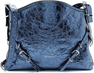 Givenchy Blue Leather Metallic Voyou Medium Hobo (Authentic Pre-Loved)
