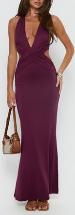 Princess Polly Bambia Cutout Sleeveless Gown in Purple at Nordstrom, Size 12