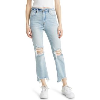 Hidden Jeans Distressed Chew Hem Straight Leg Jeans in Medium Wash at Nordstrom, Size 25