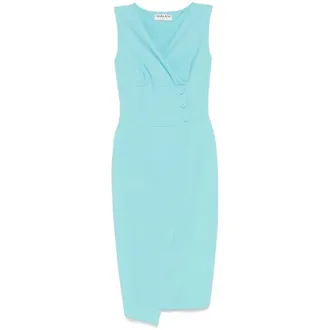 La Petite Robe Di Chiara Boni Midi Dresses, female, Blue, 3XL, Turquoise Draped Crossover Dress