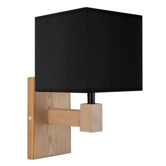 Tosel Aplique de pared madera,metal Alt.15cm natural ;Pantalla: p&uacute;rpura