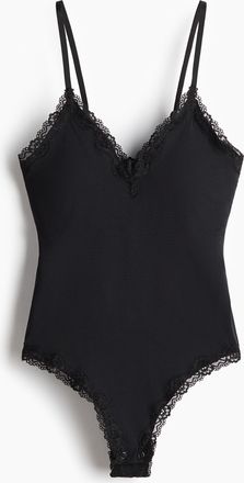 H&M Nahtloser Body mit Spitze - Schwarz