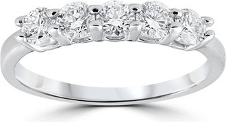 Pompeii3 1/2ct Diamond Five Stone Wedding Ring 14K White Gold Size Selectable