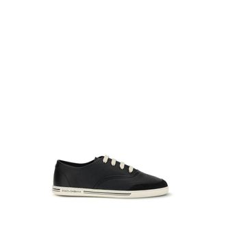 Dolce & Gabbana Mens Leather Low Top Sneakers - Black - Size EU 40