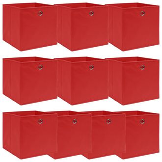 vidaXL Cajas De Almacenaje 10 Uds Tela Rojo 32x32x32 Cm Vidaxl