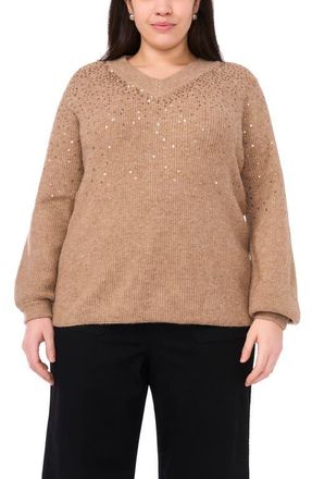 Vince Camuto Sequin Cotton Sweater in Taupe at Nordstrom, Size 1 X