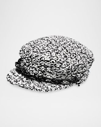 Balmain Chain Tweed Newsboy Cap