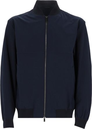 BOSS Minimalistic Blue Bomber Jacket With Ribbed Details