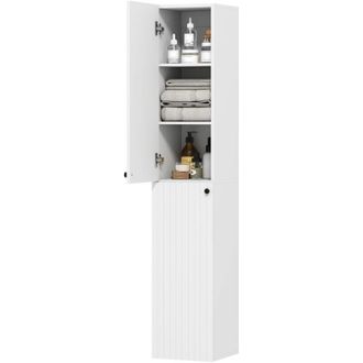 HOMCOM Homcom - Wall Mounted Slim Bathroom Storage Cabinet with 6-Tier Shelf White