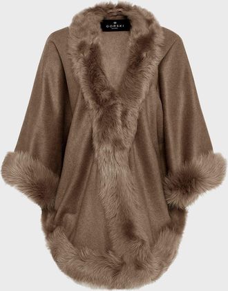 Gorski Cashmere Capelet with Lamb Shearling Trim