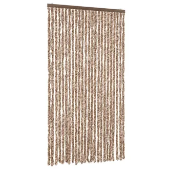 vidaXL Vidaxl - Cortina Antimoscas Chenilla Beige Y Marr&oacute;n Oscuro 100x200 Cm