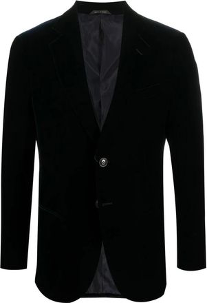 Giorgio Armani Jassen, Heren, Zwart, 4Xl, Leer, Icon George Line Single-Breasted Jacket