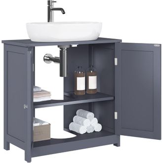 Woltu Amardietto Sottolavabo per Bagno in mdf con 2 Ante, Grigio - Woltu