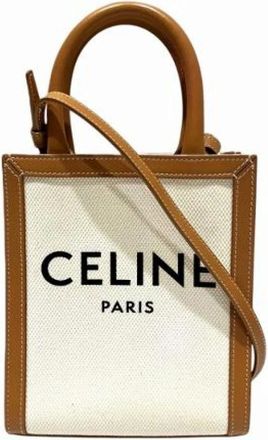 Celine Pre-owned Mini Vertical Cabas Borsa a Spalla in Pelle e Tela - - Pre-owned - Donna - Beige - ONE SIZE