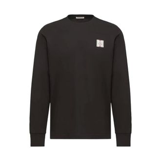 Moncler Patch Logo Long Sleeve Cotton T Shirt - male - Moncler - Long Sleeve T-Shirts - Black - 2XL - Tops