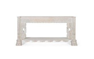 Giner&Colomer Consola de madera de mango blanco envejecido