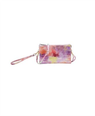 Jen & Co. Womens Crocodile Leather Tie Dye Crossbody Bag In Tie Dye-Pink/yellow