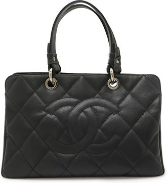 Chanel Black Grained Calfskin Handbag Tote Bag (Pre-Owned)