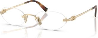 Miu Miu 53mm Oval optical glasses in Gold/tortoise at Nordstrom