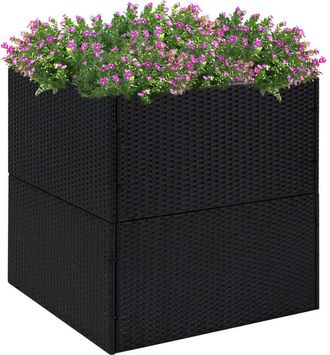 vidaXL Jardinera De Rat&aacute;n Sint&eacute;tico Negra 80x80x80 Cm Vidaxl