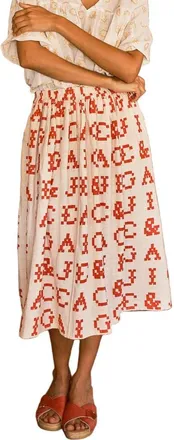 Ace & Jig Riri Below the Knee Pull-on Skirt in Monogram at Nordstrom, Size Xx-Small