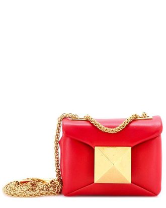Valentino Red Sheep Leather One Stud Chain Flap Bag Micro (Authentic Pre- Loved)