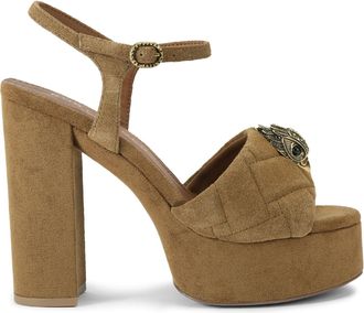 Kurt Geiger Womens Suede Kensington Platform Sdl Sandals - Tan - Size UK 6