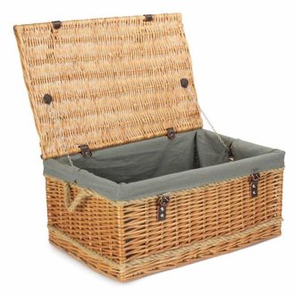Red Hamper 62cm Rope Handled Picnic Basket with Grey Lining