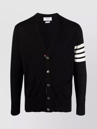 Thom Browne fine-knit wool striped v-neck cardigan