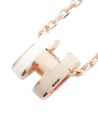 Hermès 10s logo-pendant chain necklace - women - 18kt Rose Gold - One Size - Pink