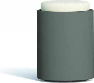 Monacis Puf De Dise&ntilde;o Moderno, &Oslash;40 Cm, H54 Cm, En Pol&iacute;mero Gris Con Coj&iacute;n, Para Uso Interior Y Exterior - Fabricado En Italia - Monacis