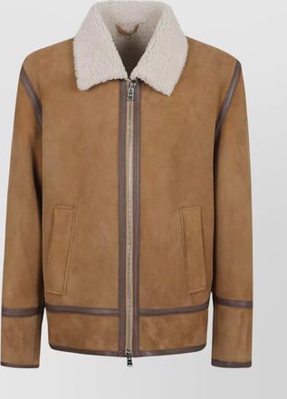 Dondup shearling collar coat with buckle and pockets