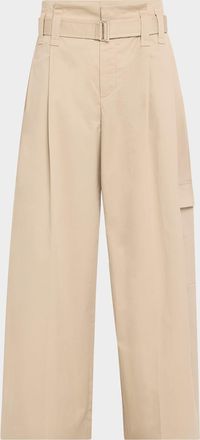 Brunello Cucinelli Pleated Cotton Gabardine Wide-Leg Cargo Pants