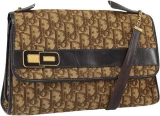 Dior Pre-owned Shoulder Bags, female, Beige, Size: ONE SIZE Pre-owned Trotter Canvas Shoulder Bag